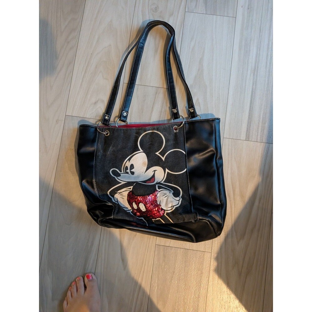 Disney Mickey Mouse Black Red Sequin Tote Bag